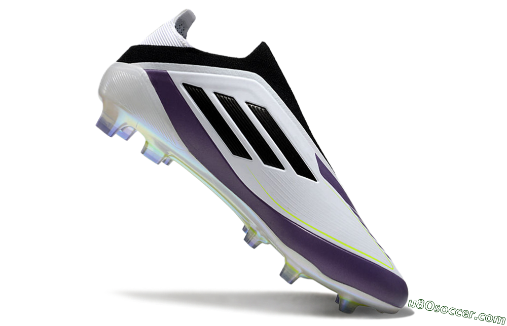 Adidas F50 Elite Laceless FG Firm Ground Soccer Cleats - White/Purple/Black 4
