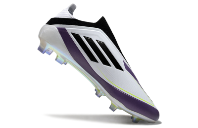 Adidas F50 Elite Laceless FG Firm Ground Soccer Cleats - White/Purple/Black