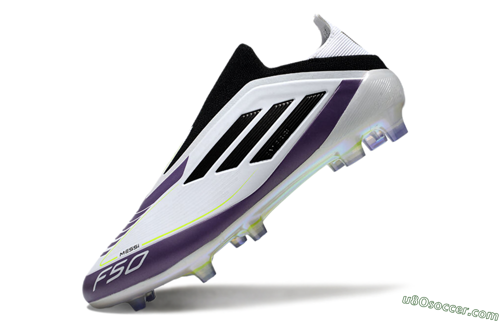 Adidas F50 Elite Laceless FG Firm Ground Soccer Cleats - White/Purple/Black 5