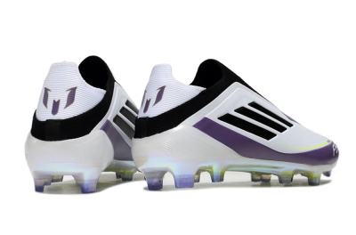 Adidas F50 Elite Laceless FG Firm Ground Soccer Cleats - White/Purple/Black