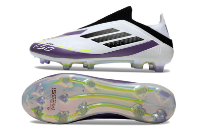 Adidas F50 Elite Laceless FG Firm Ground Soccer Cleats - White/Purple/Black