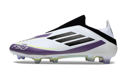 Adidas F50 Elite Laceless FG Firm Ground Soccer Cleats - White/Purple/Black