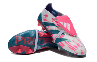 Adidas Predator Elite Foldover Tongue FG Firm Ground Soccer Cleats - White/Blue/Pink
