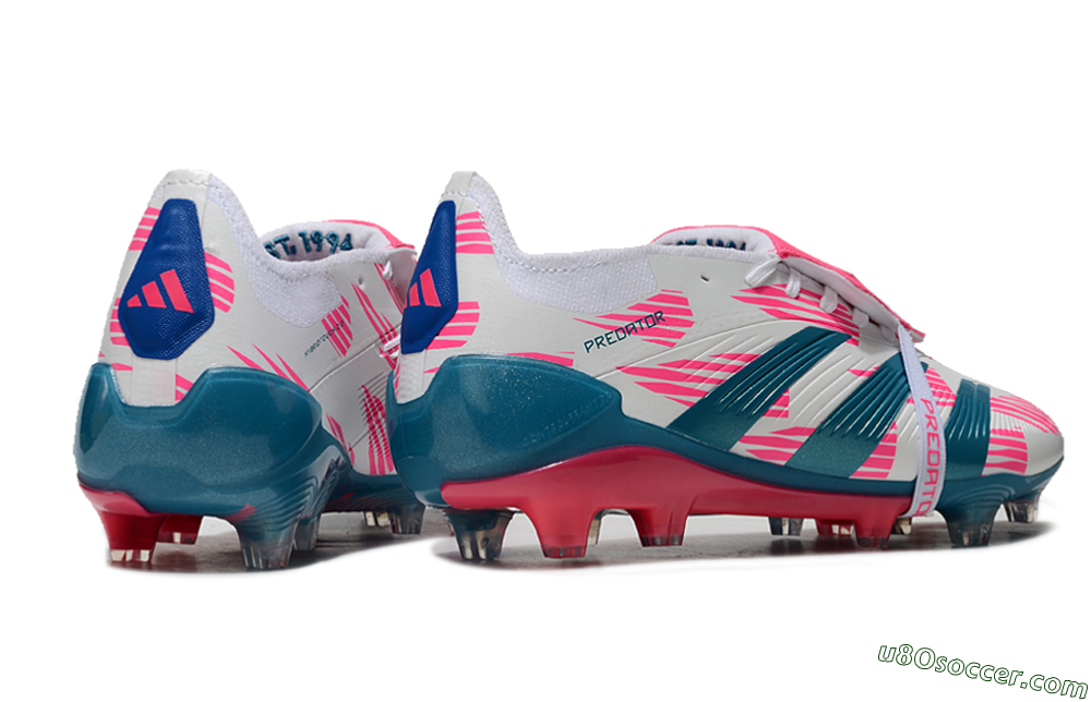 Adidas Predator Elite Foldover Tongue FG Firm Ground Soccer Cleats - White/Blue/Pink 6