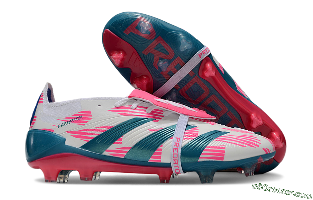 Adidas Predator Elite Foldover Tongue FG Firm Ground Soccer Cleats - White/Blue/Pink 1