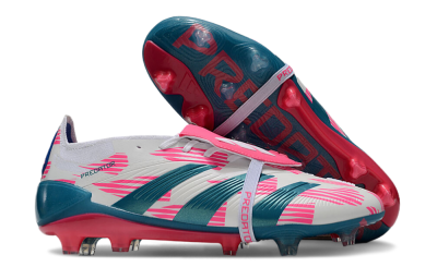 Adidas Predator Elite Foldover Tongue FG Firm Ground Soccer Cleats - White/Blue/Pink