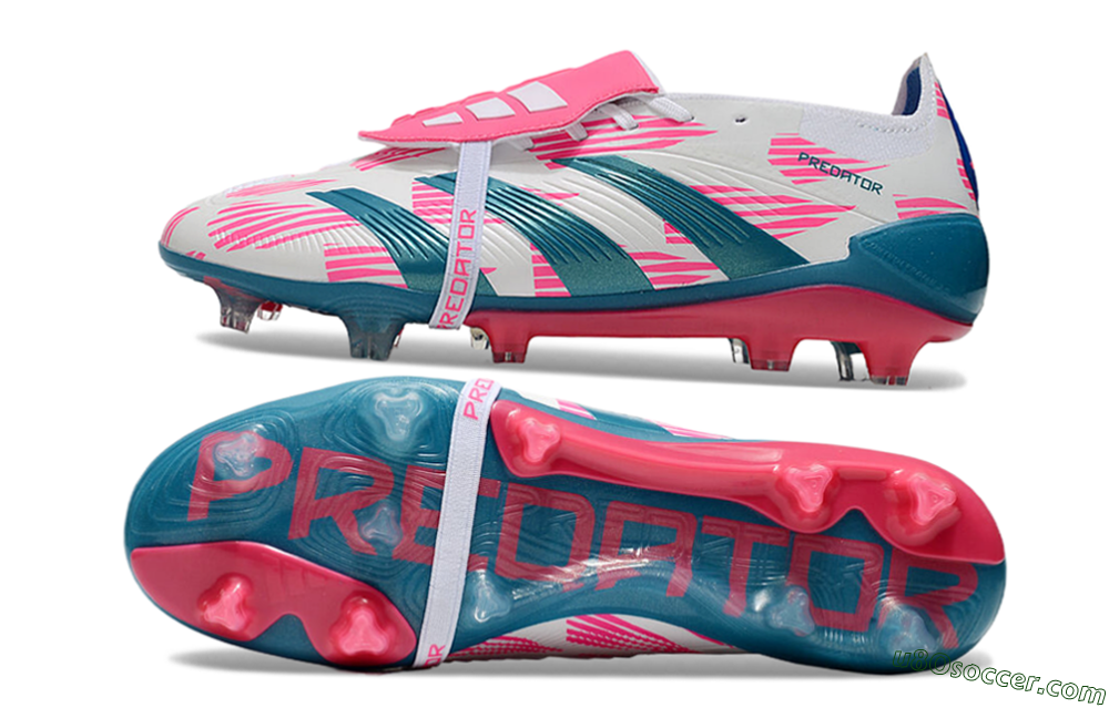 Adidas Predator Elite Foldover Tongue FG Firm Ground Soccer Cleats - White/Blue/Pink 0