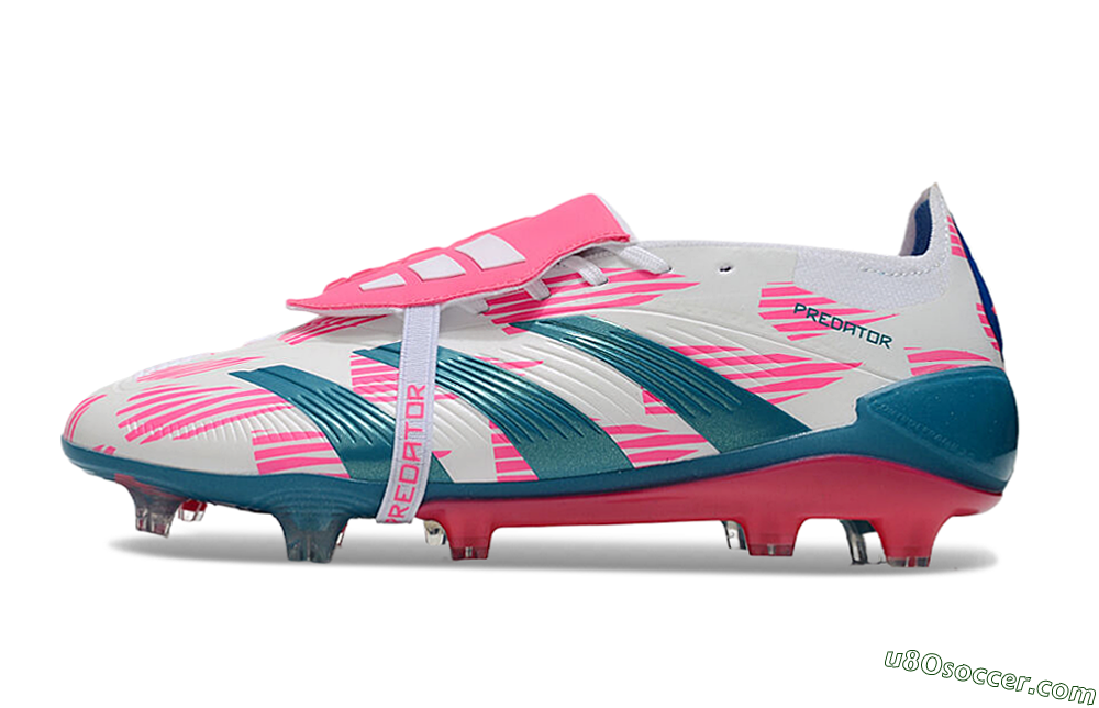 Adidas Predator Elite Foldover Tongue FG Firm Ground Soccer Cleats - White/Blue/Pink 2
