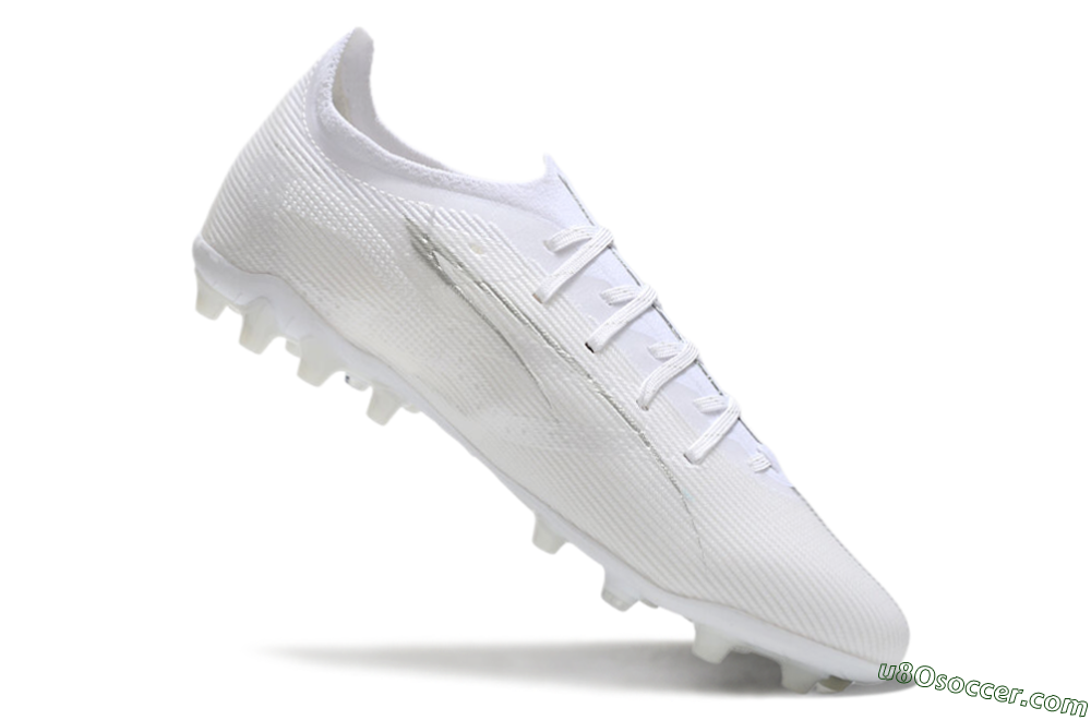 Puma Ultra 5 Ultimate MG Multi Ground Soccer Cleats - White/Silver 4