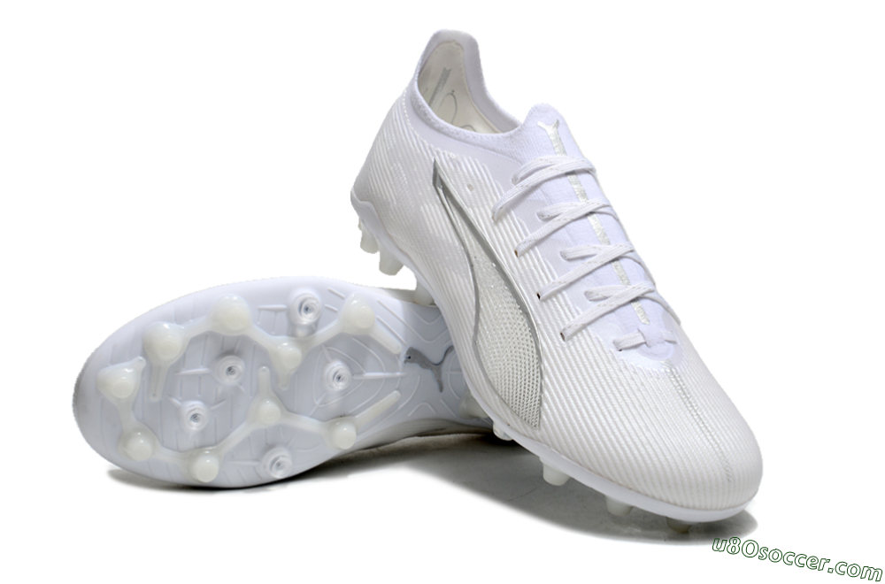 Puma Ultra 5 Ultimate MG Multi Ground Soccer Cleats - White/Silver 3