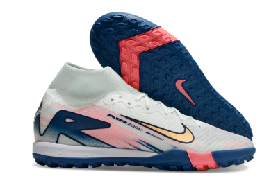 Nike Air Zoom Mercurial Superfly 10 Elite TF Artificial Turf Soccer Shoes - White/Pink/Blue