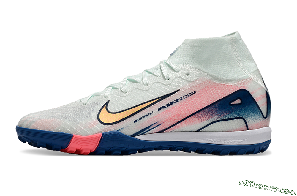 Nike Air Zoom Mercurial Superfly 10 Elite TF Artificial Turf Soccer Shoes - White/Pink/Blue 1