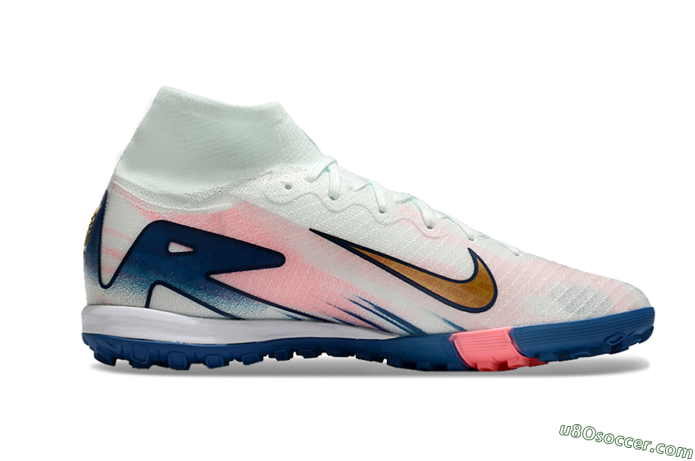 Nike Air Zoom Mercurial Superfly 10 Elite TF Artificial Turf Soccer Shoes - White/Pink/Blue 6