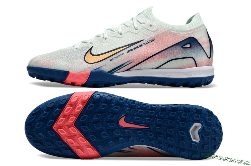 Nike Air Zoom Mercurial Vapor 16 Elite TF Artificial Turf Soccer Shoes - White/Pink/Blue 7