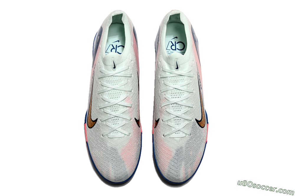 Nike Air Zoom Mercurial Vapor 16 Elite TF Artificial Turf Soccer Shoes - White/Pink/Blue 3