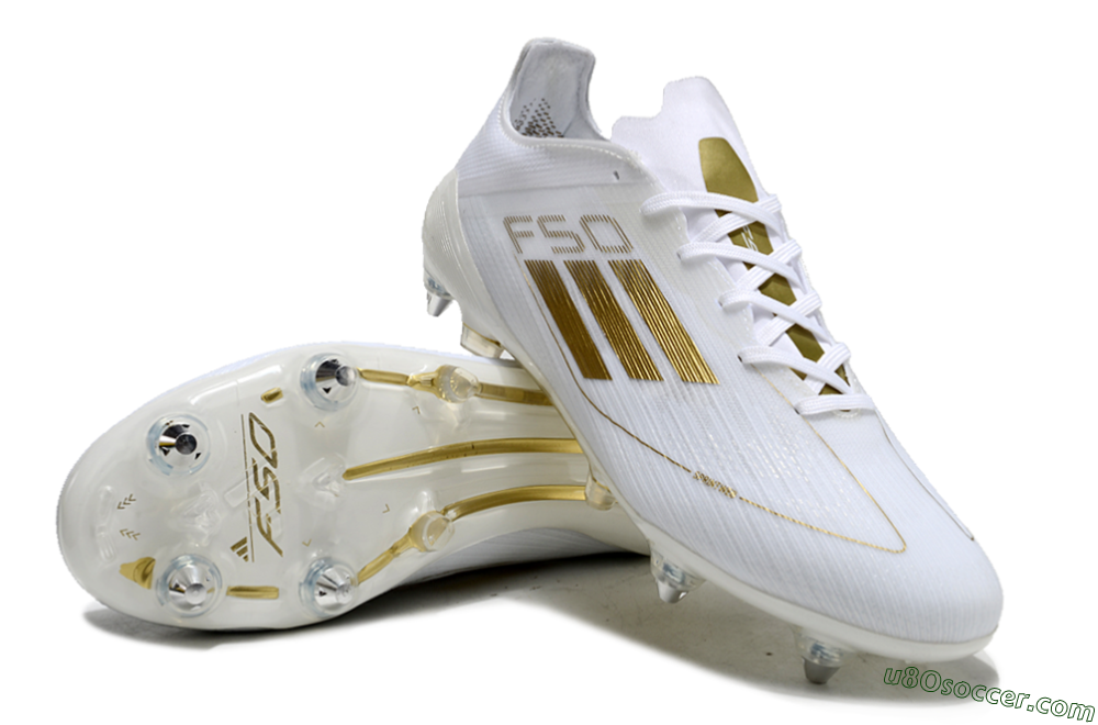 Adidas F50 Elite SG Soft Ground Soccer Cleats - White/Gold 3