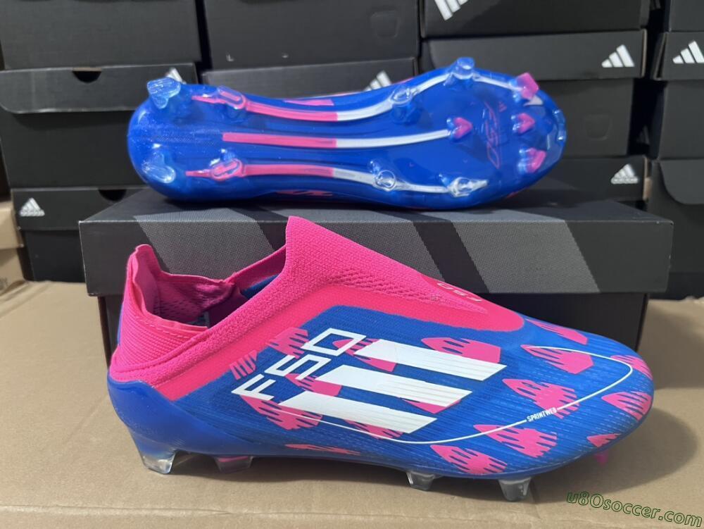 Adidas F50 Elite Laceless FG Firm Ground Soccer Cleats - Blue/Pink/White