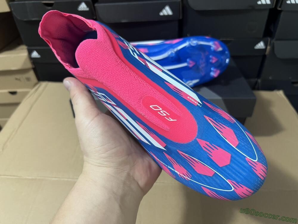 Adidas F50 Elite Laceless FG Firm Ground Soccer Cleats - Blue/Pink/White