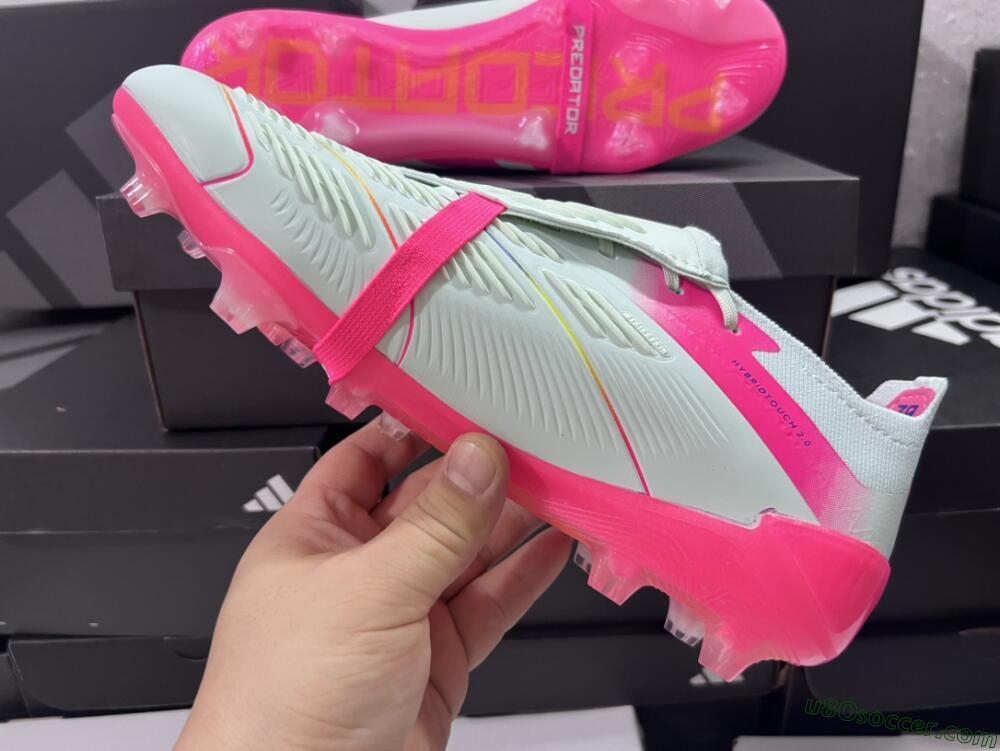 Adidas Predator Accuracy+ Laceless FG Firm Ground Soccer Cleats - White/Pink/Purple