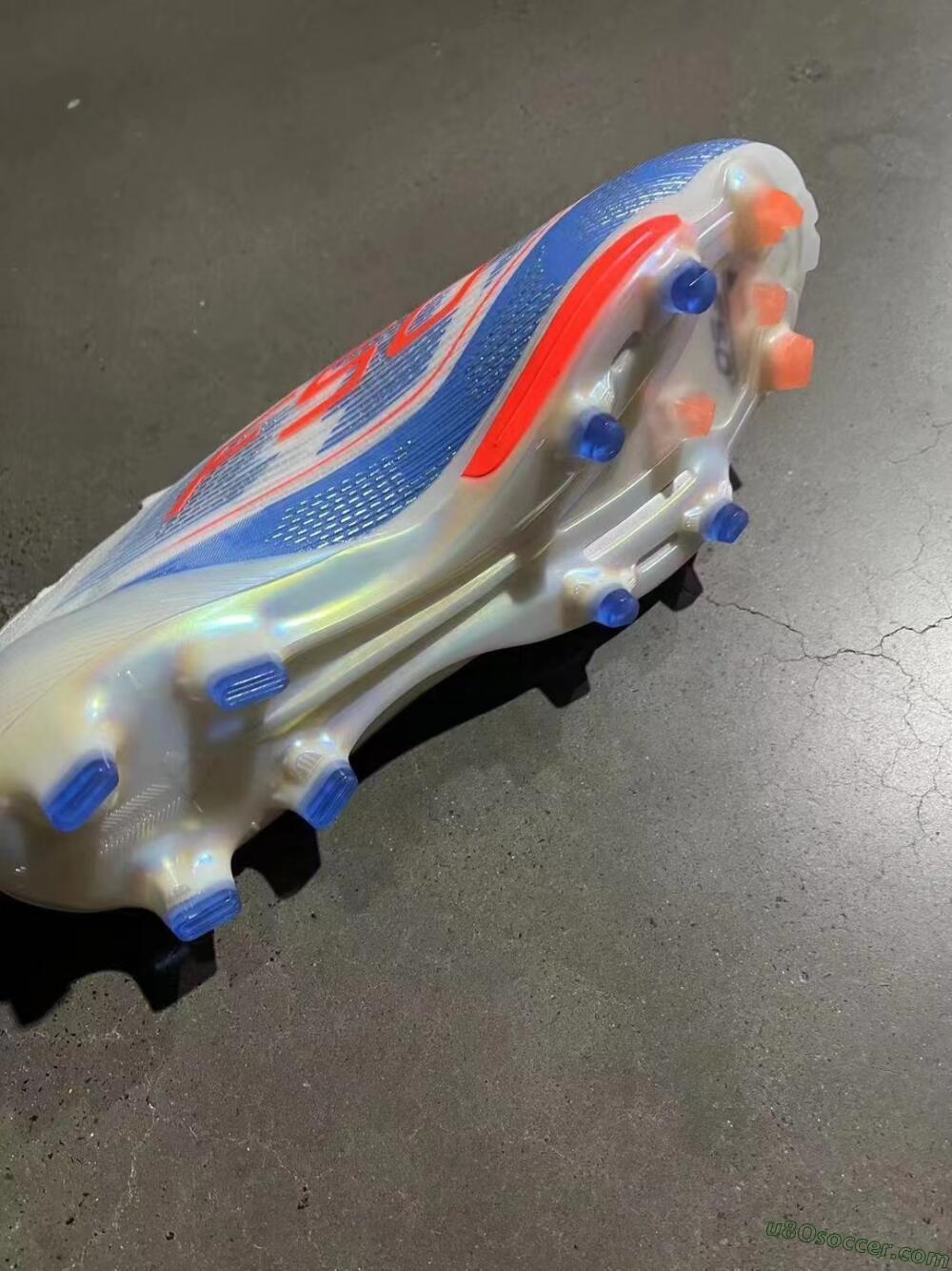 Adidas F50+ Lightstrike Pro Laceless FG Firm Ground Soccer Cleats - White/Red/Blue