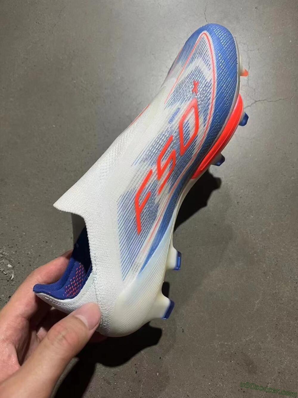 Adidas F50+ Lightstrike Pro Laceless FG Firm Ground Soccer Cleats - White/Red/Blue
