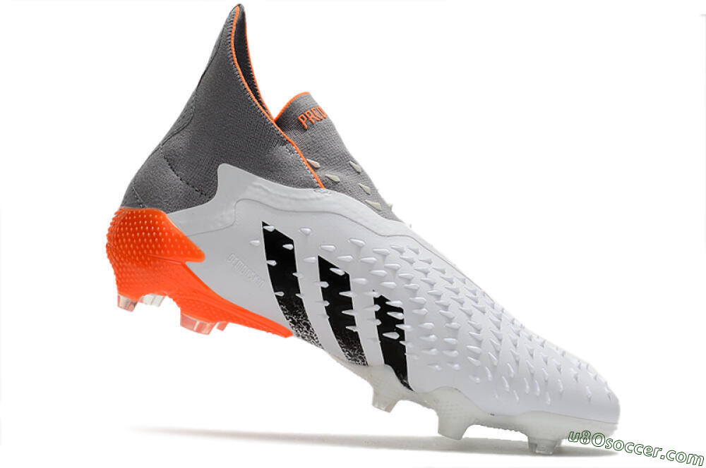 Adidas Predator Freak+ Laceless FG Firm Ground Soccer Cleats - White/Grey/Orange 4