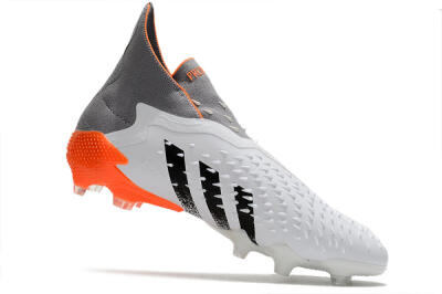 Adidas Predator Freak+ Laceless FG Firm Ground Soccer Cleats - White/Grey/Orange