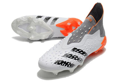 Adidas Predator Freak+ Laceless FG Firm Ground Soccer Cleats - White/Grey/Orange