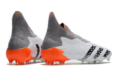Adidas Predator Freak+ Laceless FG Firm Ground Soccer Cleats - White/Grey/Orange