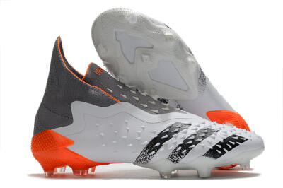 Adidas Predator Freak+ Laceless FG Firm Ground Soccer Cleats - White/Grey/Orange