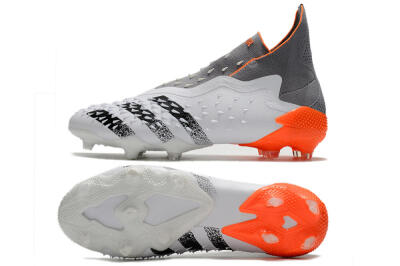 Adidas Predator Freak+ Laceless FG Firm Ground Soccer Cleats - White/Grey/Orange