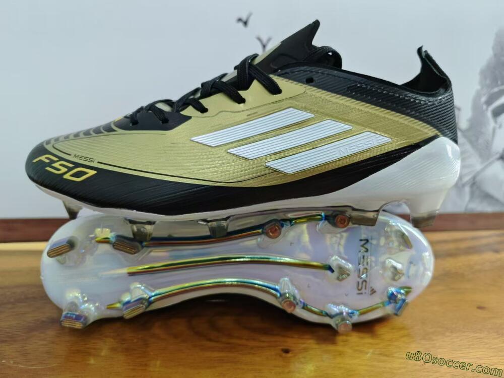 Adidas F50 Adizero Messi FG Firm Ground Soccer Cleats - Gold/White/Black