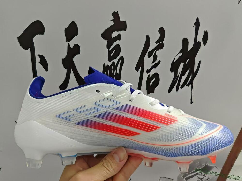 Adidas F50 Adizero FG Firm Ground Soccer Cleats - White/Blue/Pink