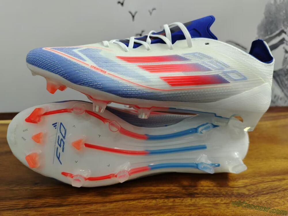 Adidas F50 Adizero FG Firm Ground Soccer Cleats - White/Blue/Pink