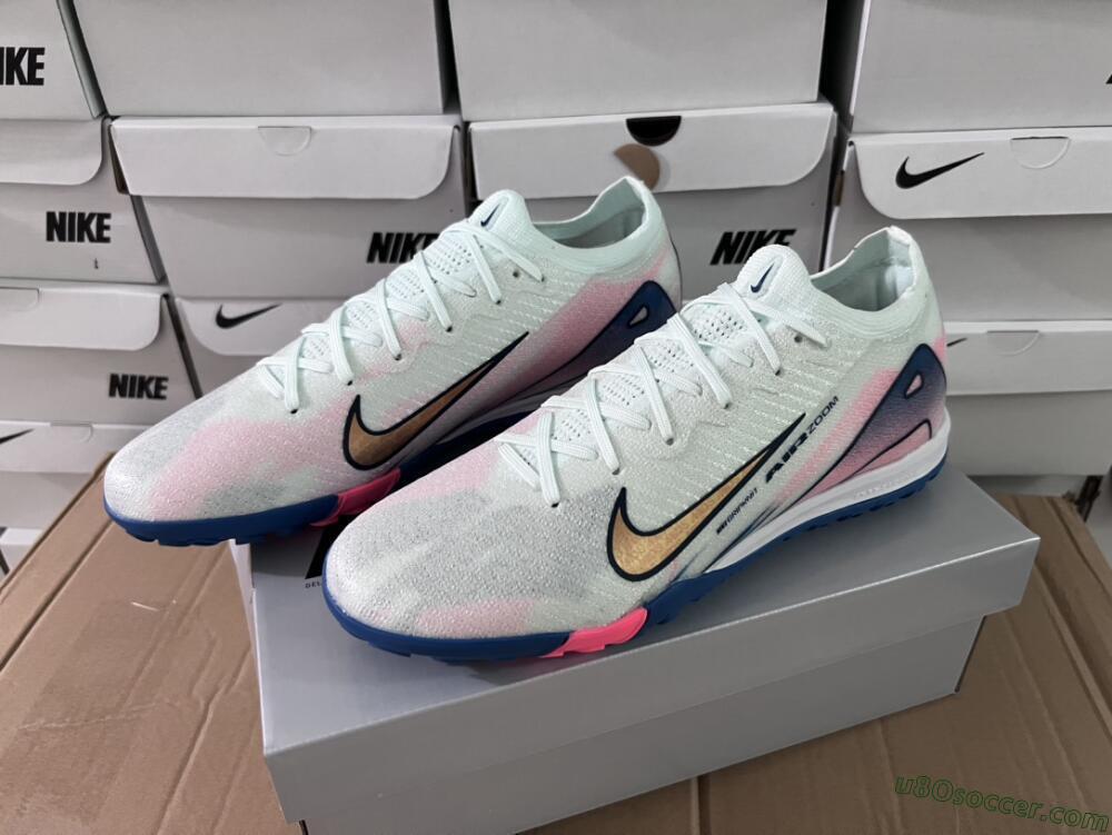 Nike Air Zoom Mercurial Vapor 16 Elite TF Artificial Turf Soccer Shoes - White/Pink/Blue