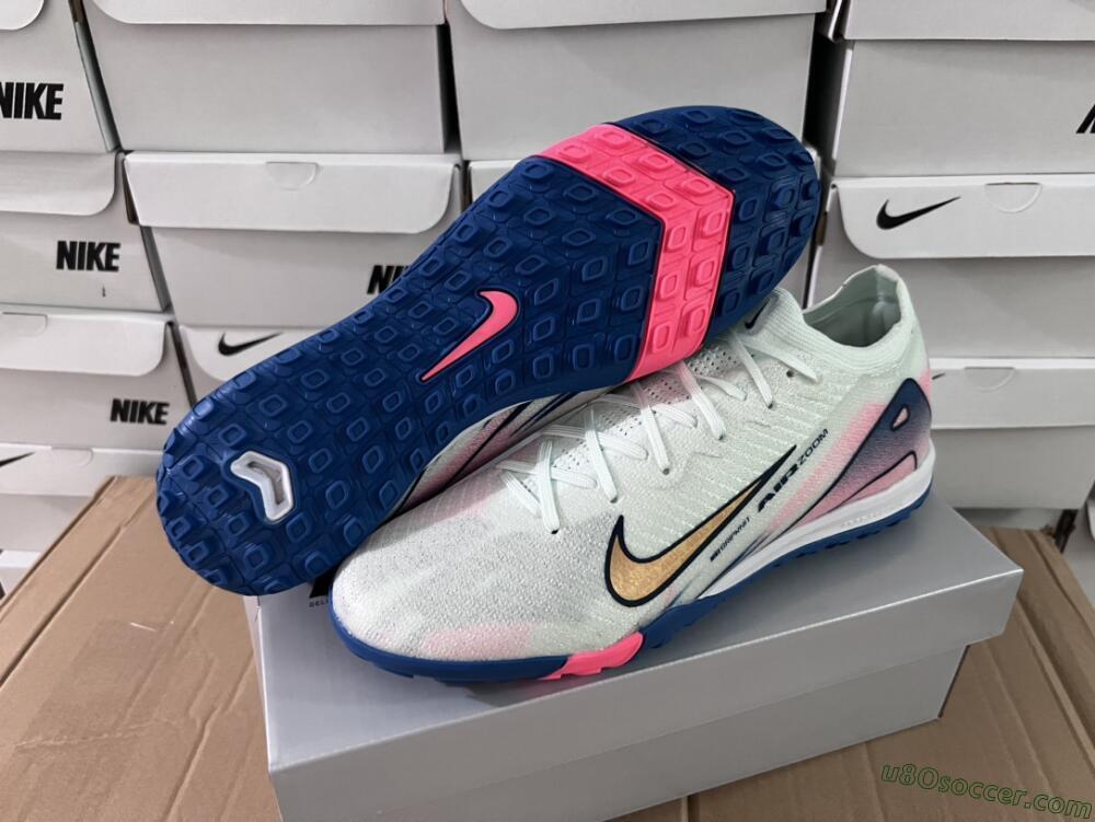 Nike Air Zoom Mercurial Vapor 16 Elite TF Artificial Turf Soccer Shoes - White/Pink/Blue