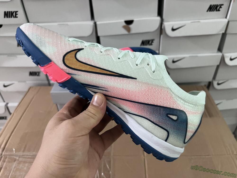 Nike Air Zoom Mercurial Vapor 16 Elite TF Artificial Turf Soccer Shoes - White/Pink/Blue
