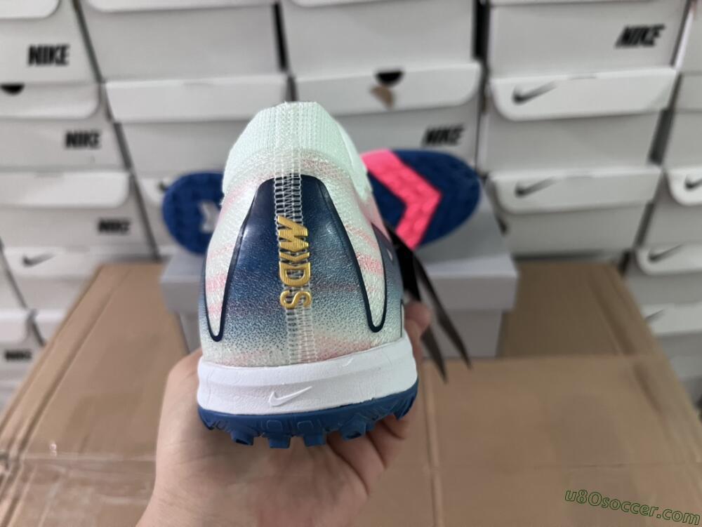 Nike Air Zoom Mercurial Vapor 16 Elite TF Artificial Turf Soccer Shoes - White/Pink/Blue