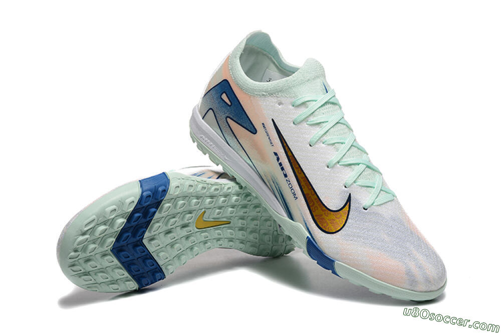 Nike Air Zoom Mercurial Vapor 16 Elite TF Artificial Turf Soccer Shoes - Jade/Blue/Gold 4