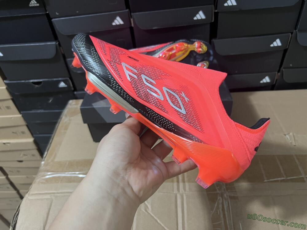 Adidas F50+ Lightstrike Pro Laceless FG Firm Ground Soccer Cleats - Red/Black/Silver