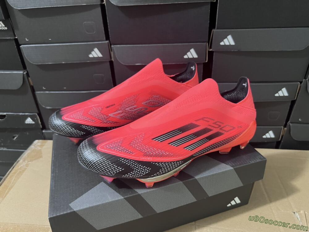 Adidas F50+ Lightstrike Pro Laceless FG Firm Ground Soccer Cleats - Red/Black/Silver
