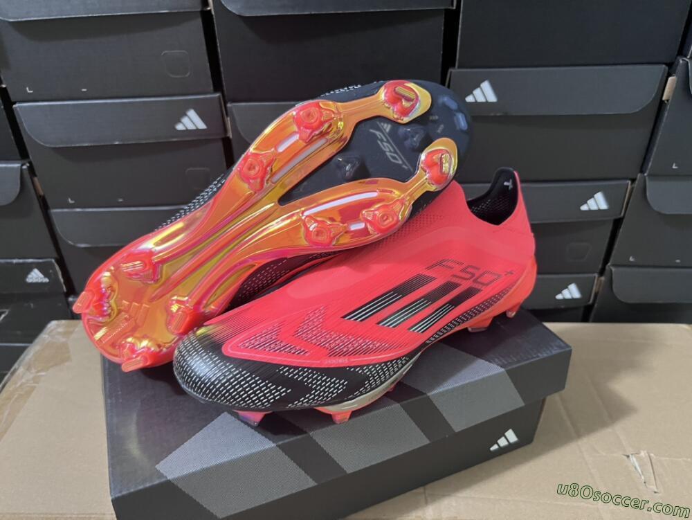 Adidas F50+ Lightstrike Pro Laceless FG Firm Ground Soccer Cleats - Red/Black/Silver