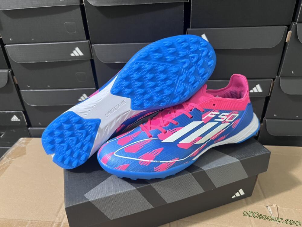 Adidas F50 Elite TF Artificial Turf Soccer Shoes - Blue/Pink/White