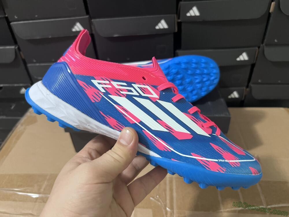 Adidas F50 Elite TF Artificial Turf Soccer Shoes - Blue/Pink/White