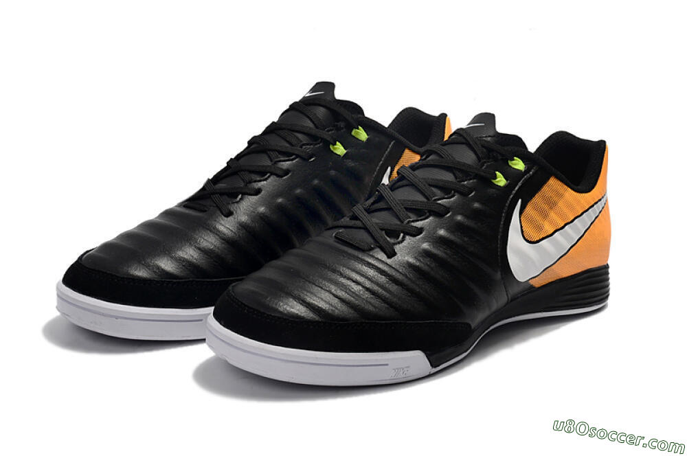 Nike Tiempo Ligera 4 IC Indoor & Futsal Soccer Shoes - Black/Orange/White 5