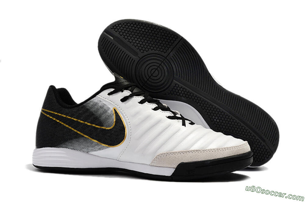 Nike Tiempo Ligera 4 IC Indoor & Futsal Soccer Shoes - White/Black/Gold 1