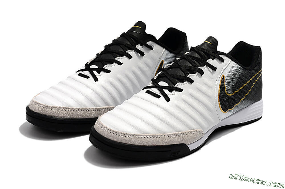 Nike Tiempo Ligera 4 IC Indoor & Futsal Soccer Shoes - White/Black/Gold 5