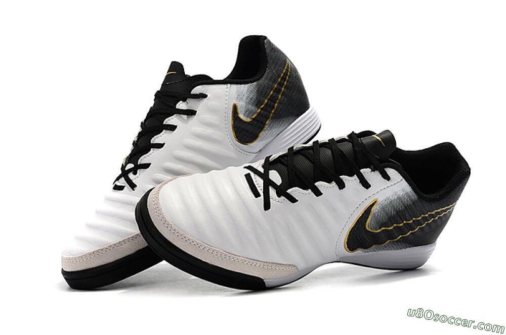 Nike Tiempo Ligera 4 IC Indoor & Futsal Soccer Shoes - White/Black/Gold 6