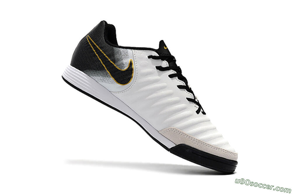 Nike Tiempo Ligera 4 IC Indoor & Futsal Soccer Shoes - White/Black/Gold 7
