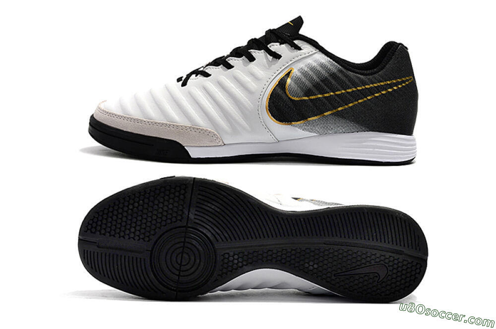 Nike Tiempo Ligera 4 IC Indoor & Futsal Soccer Shoes - White/Black/Gold 0